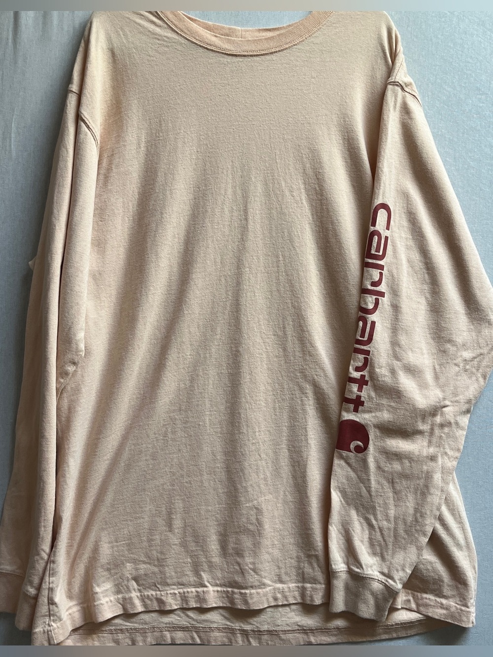 Carhartt Mens XL Tall Cotton Loose Fit Long Sleeve T Shirt Maroon